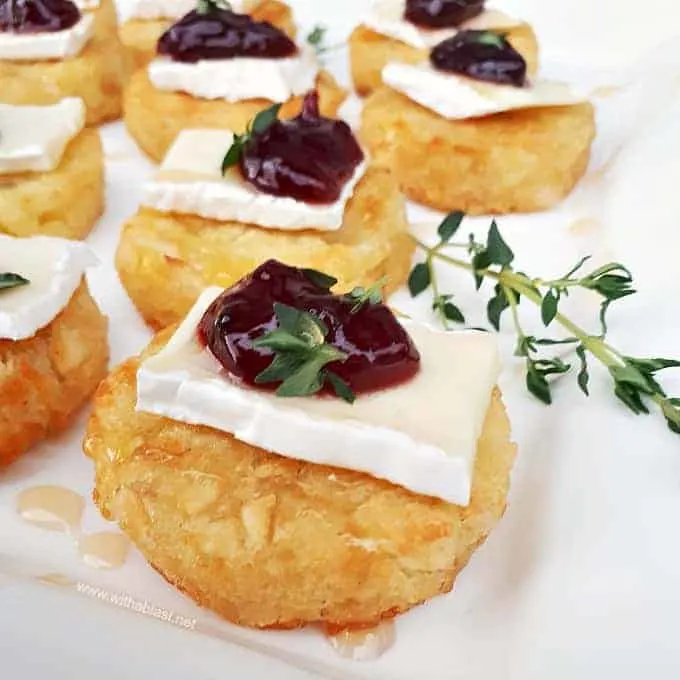 Brie and Sour Cherry Rosti is a must-have Appetizer for any party or as part of your savory party platter ! These will be gobbled up in no time