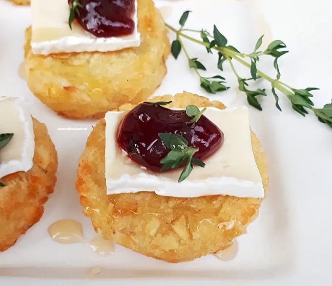 Brie and Sour Cherry Rosti is a must-have Appetizer for any party or as part of your savory party platter ! These will be gobbled up in no time Brie and Sour Cherry Rosti is a must-have Appetizer for any party or as part of your savory party platter ! These will be gobbled up in no time