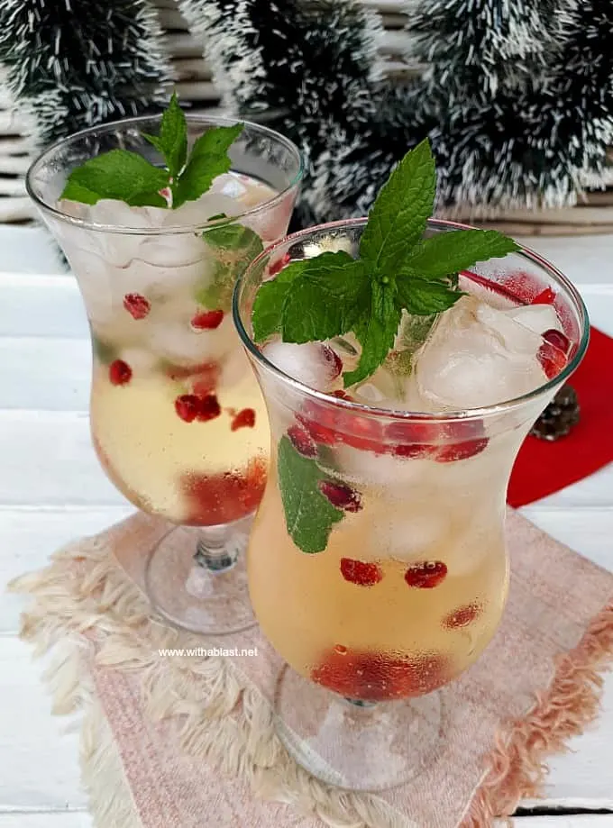 Refreshing, Mint and Pomegranate Apple Sipper is a must on your holiday drinks menu ! (Sparkling or plain) added alcohol optional