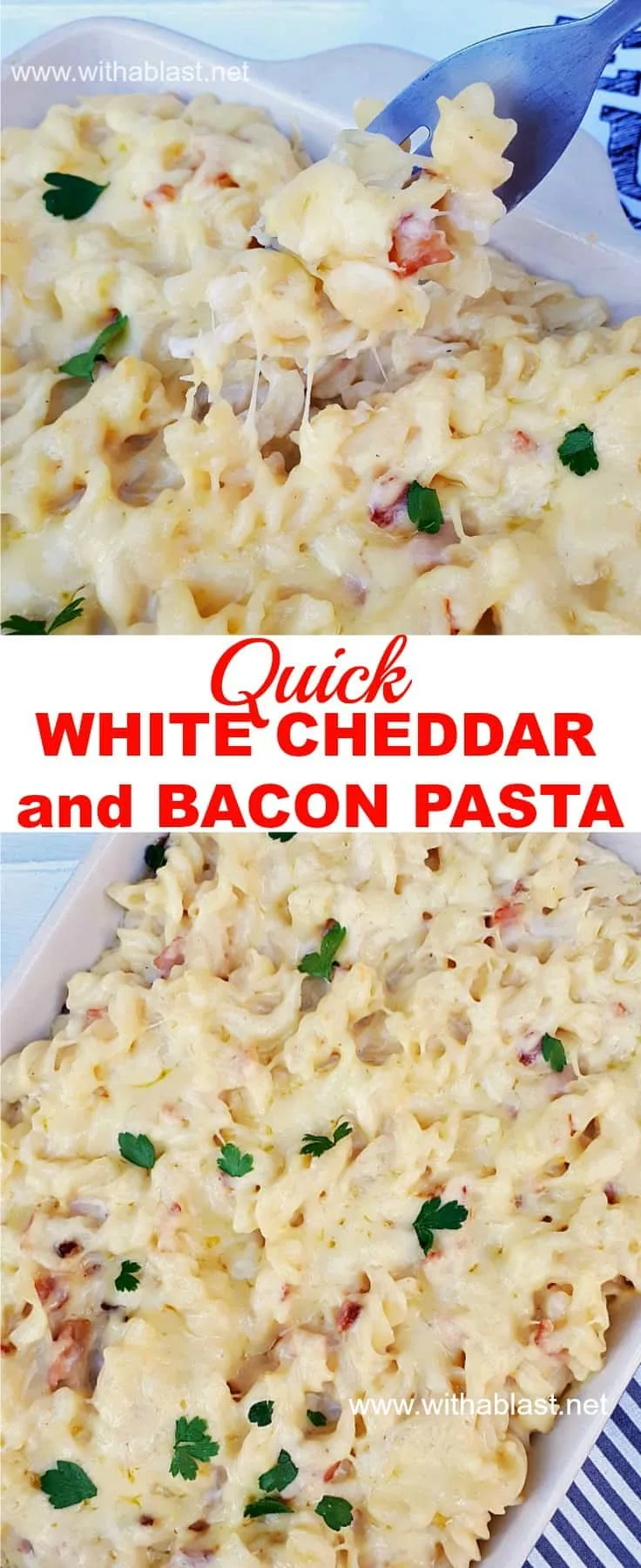 Quick White Cheddar and Bacon Pasta