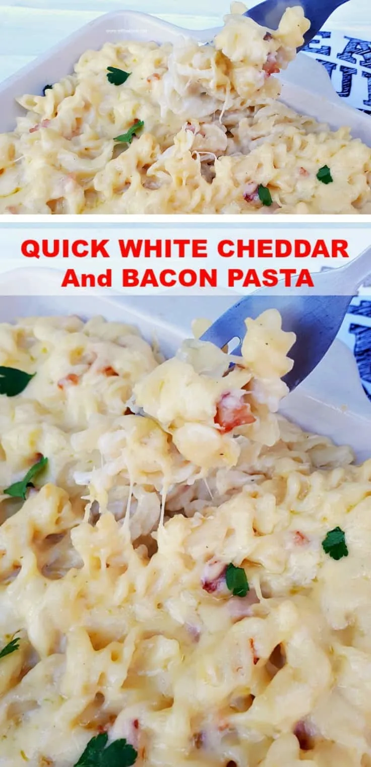 Quick White Cheddar and Bacon Pasta