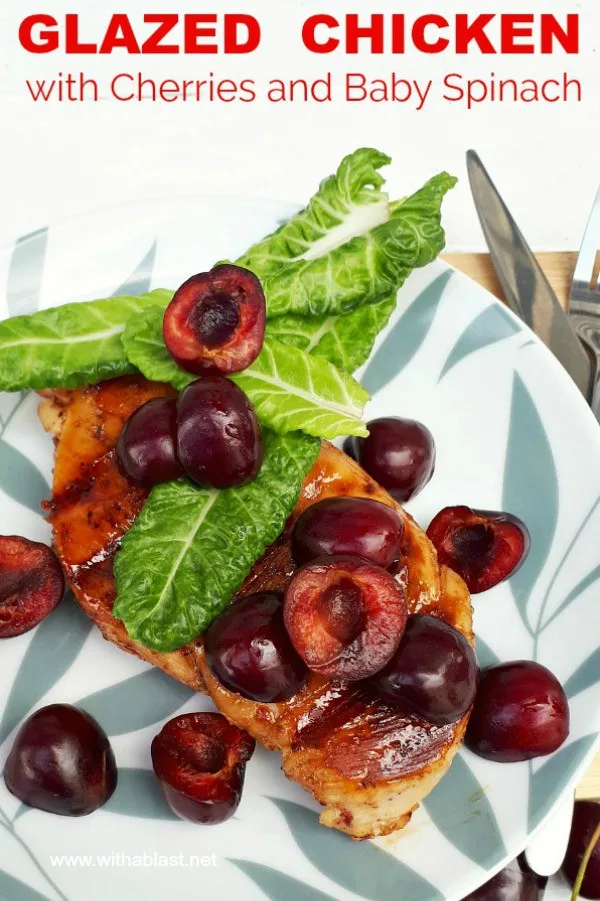 Glazed Chicken With Cherries And Baby Spinach 