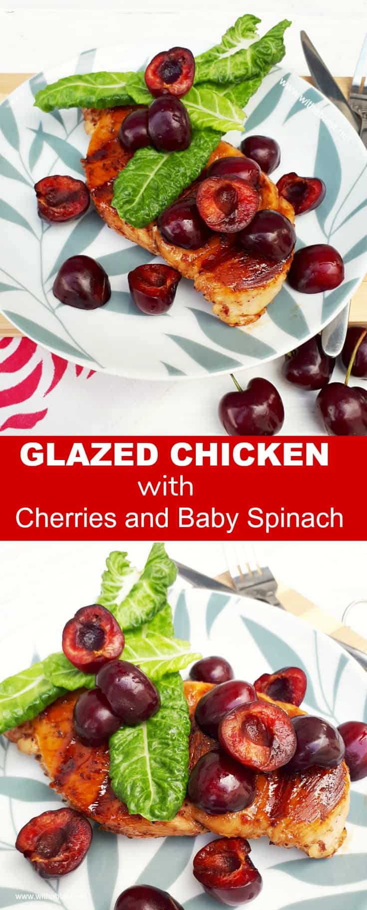 Glazed Chicken With Cherries And Baby Spinach 