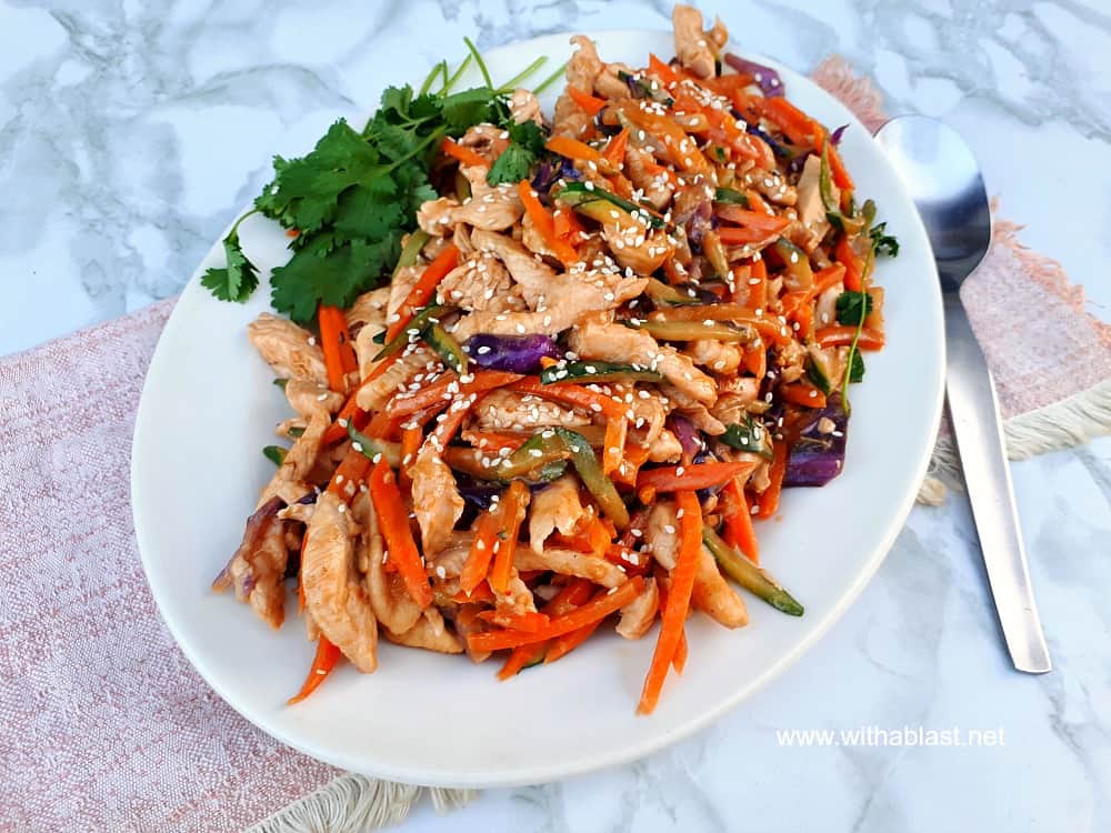 Thai Chicken Stir-Fry is so quick and easy to make for dinner on a busy week night ! Loaded with vegetables and with the distinct Thai taste this dish is always a winner