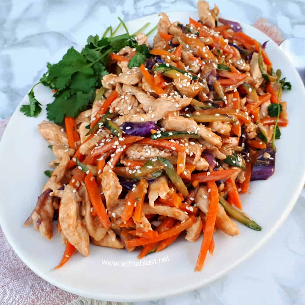 Thai Chicken Stir-Fry is so quick and easy to make for dinner on a busy week night ! Loaded with vegetables and with the distinct Thai taste this dish is always a winner