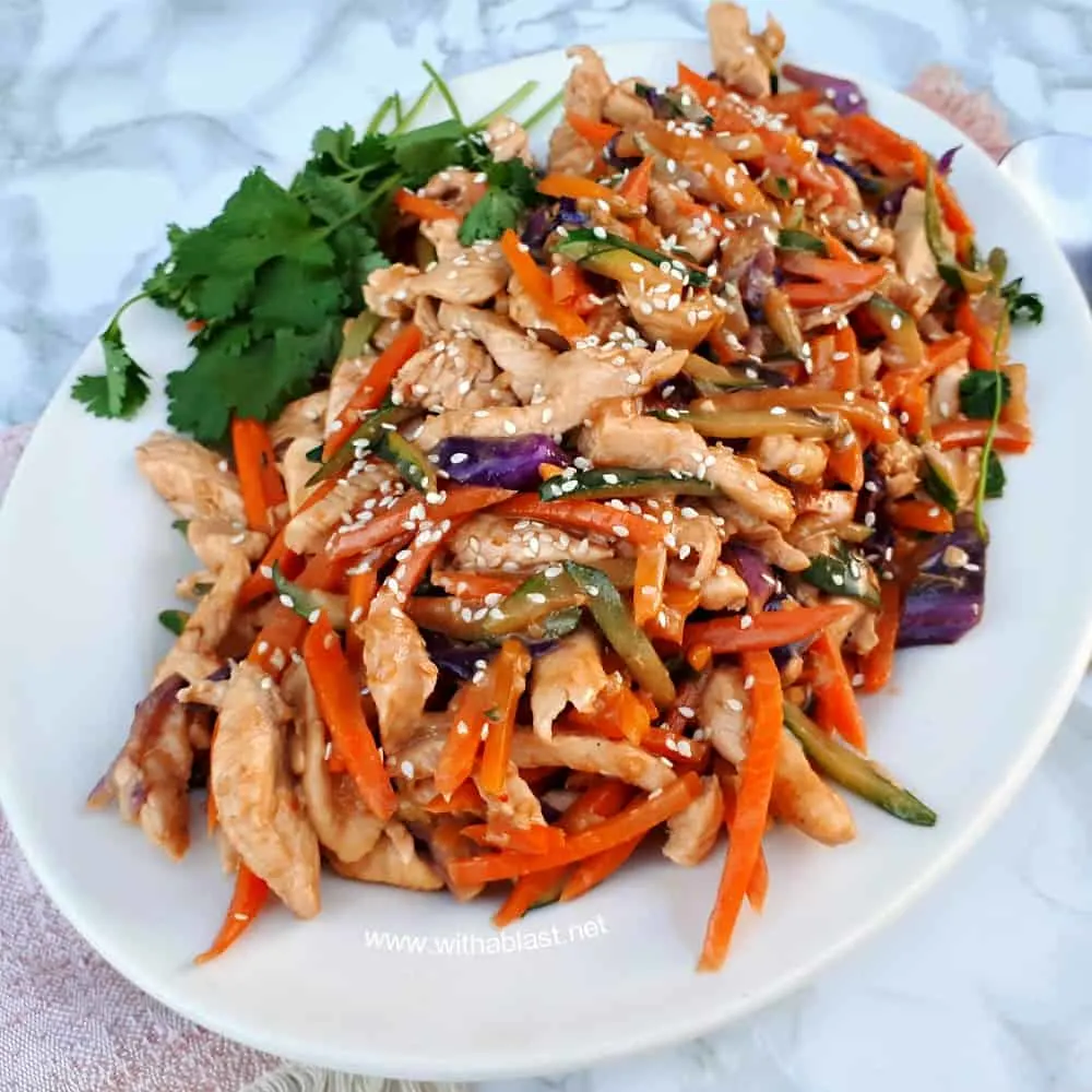 Thai Chicken Stir-Fry is so quick and easy to make for dinner on a busy week night ! Loaded with vegetables and with the distinct Thai taste this dish is always a winner