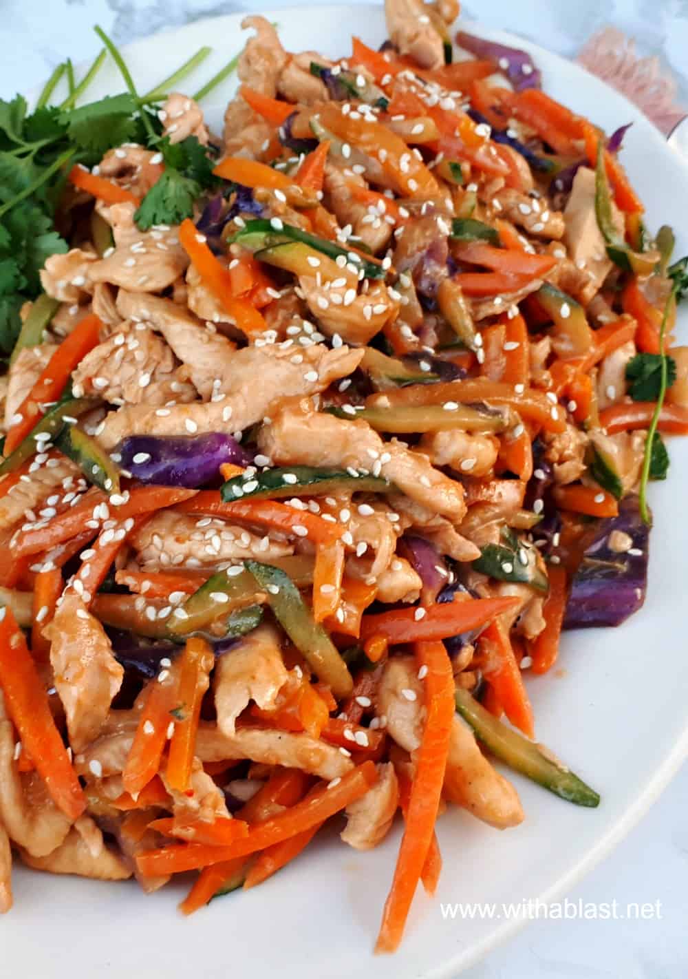 Thai Chicken Stir-Fry is so quick and easy to make for dinner on a busy week night ! Loaded with vegetables and with the distinct Thai taste this dish is always a winner