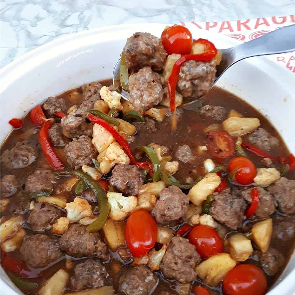 Sweet and Sour Meatball Stir-Fry with loads of sauce (or not!) is the perfect week night dinner - meatballs, vegetables and sauce made in a wok or large skillet.