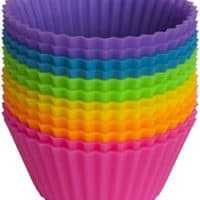 Pantry Elements Silicone Cupcake Liners/Baking Cups - 12 Vibrant Muffin Molds in Storage Jar