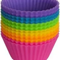 Pantry Elements Silicone Cupcake Liners/Baking Cups - 12 Vibrant Muffin Molds in Storage Jar