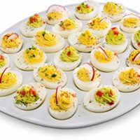 KooK Deviled Egg Dish, White Porcelain, 13 Inch, Holds 24 Eggs.