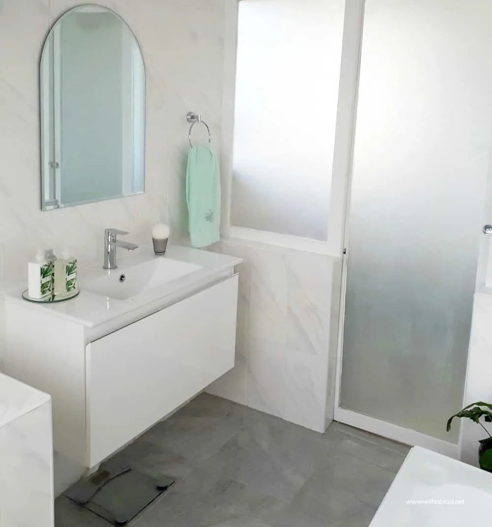 Bathroom Makeover - drop in basin vanity and mirror