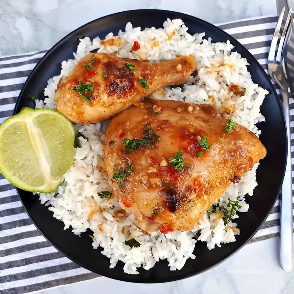 This recipe for Easy Baked Thai Chicken uses everyday pantry ingredients which turns the chicken into juicy, tender and a very tasty main dish [no-fuss, dump and bake]