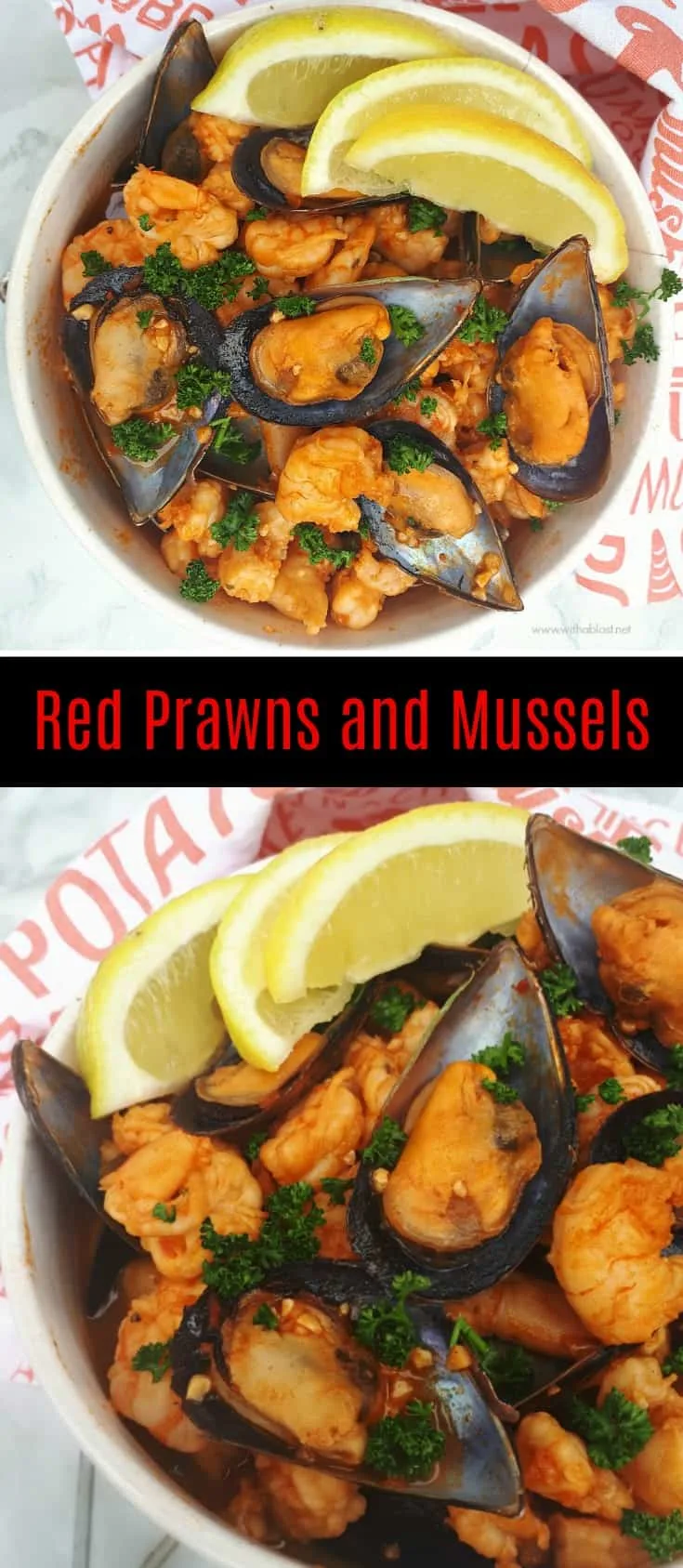 Red Prawns and Mussels are slightly spicy and nestled in a creamy paprika tomato sauce - so quick and easy to serve for dinner or as an appetizer #RedPrawnRecipes #TomatoSaucePrawns #ComfortFood #SeafoodRecipes #EasySeafoodReipes #MusselsRecipe #DinnerRecipes #EasyAppetizerRecipes #ValentinesDayRecipes