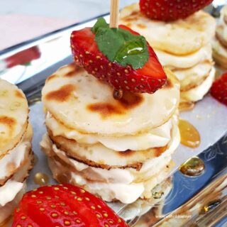 Mascarpone Filled Mini Pancake Stacks