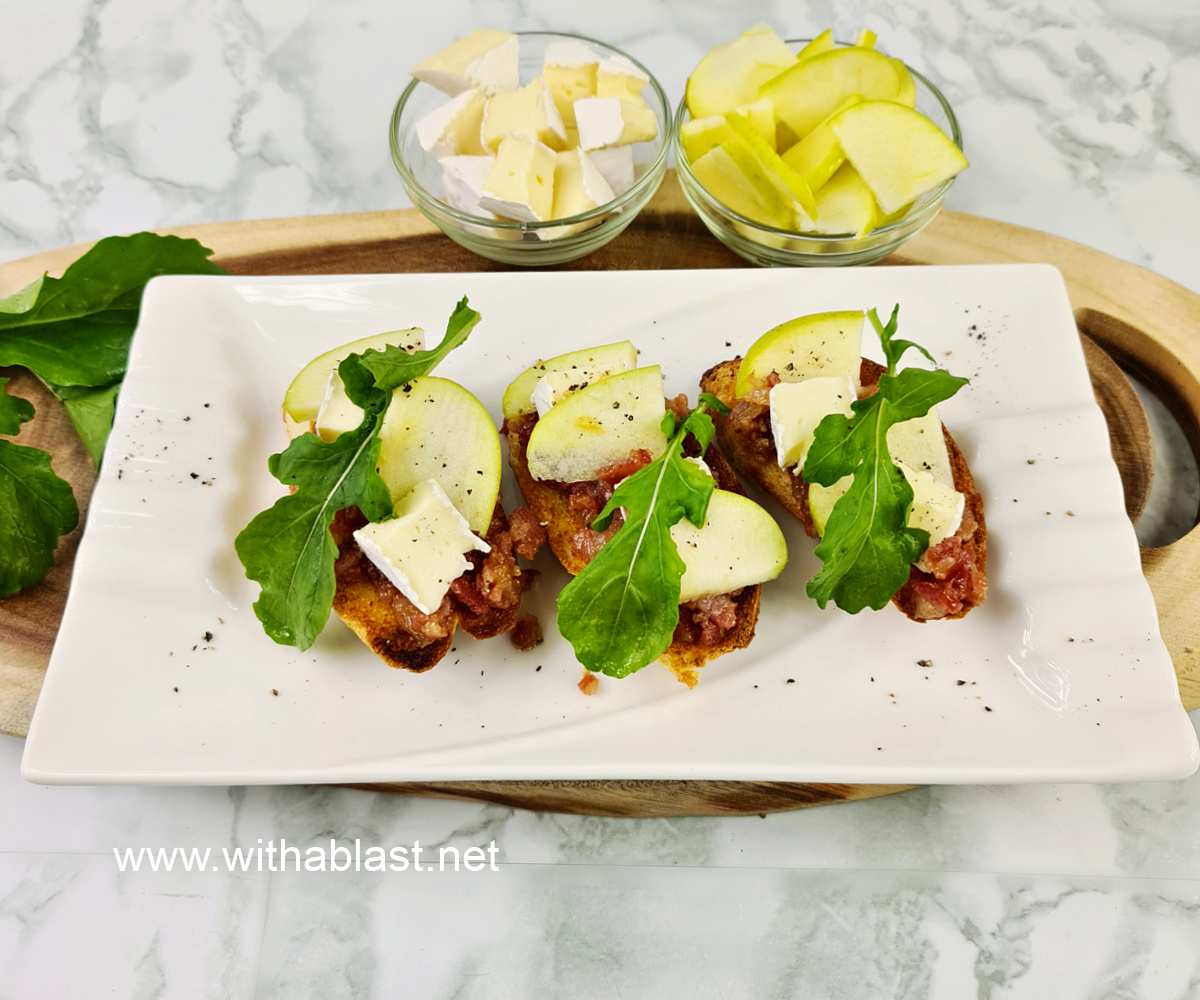 Bacon Jam Apple and Brie Crostini