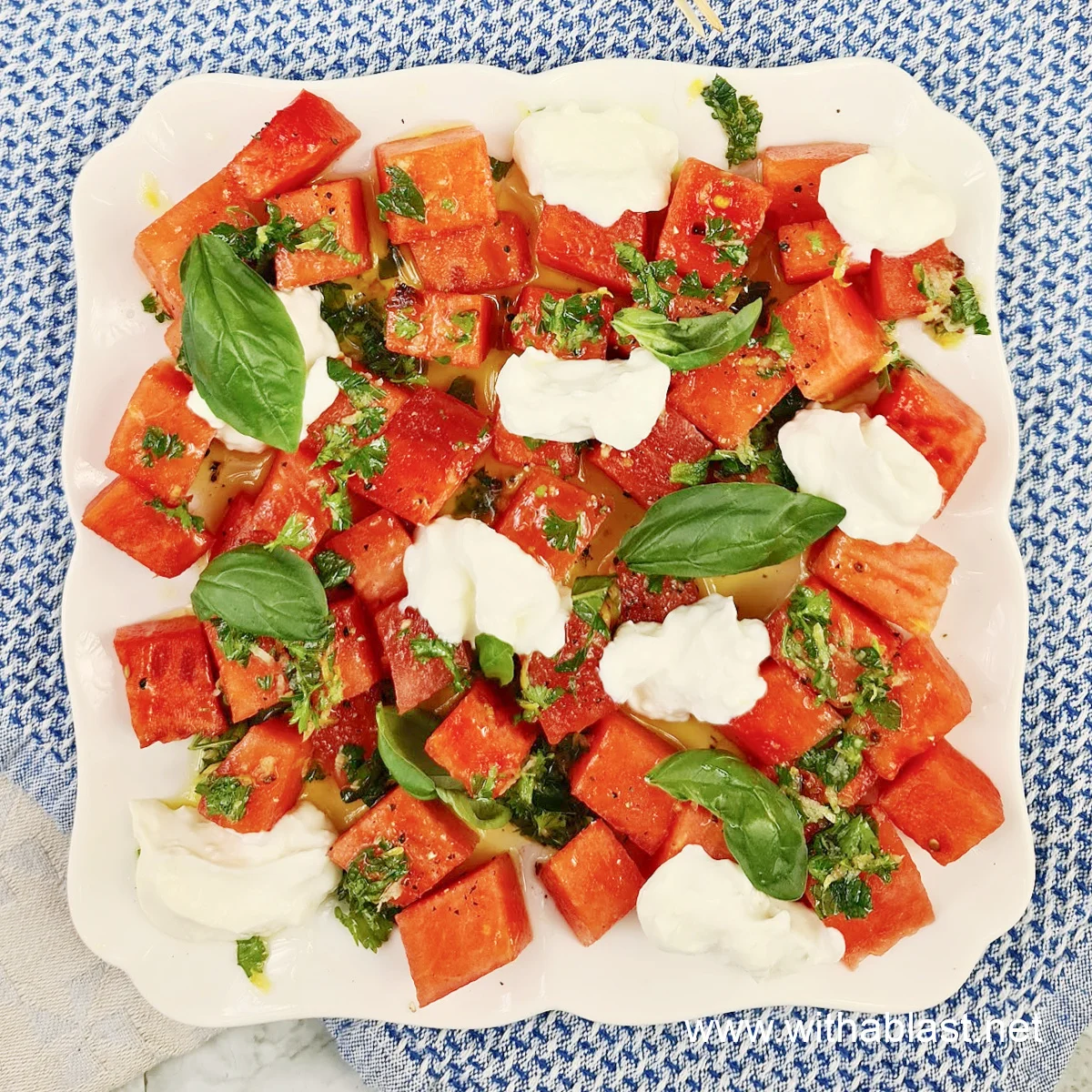 Watermelon Salad with Whipped Feta