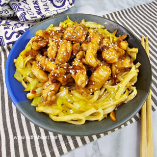 Honey Chicken and Cabbage Noodle Bowl